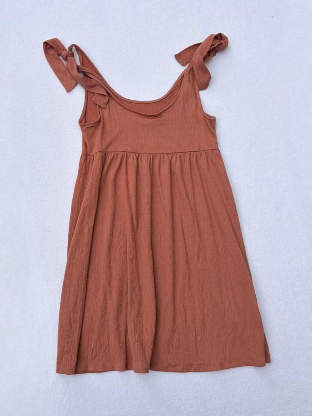 Wild Fable Tie-Strap Coral Pink Babydoll Textured Dress Sz M Fall Autumn Boho